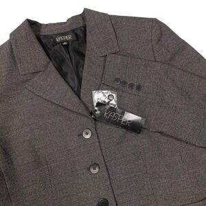 NWT KASPER Women's Size 18 Black White Grey Glen Plaid Manchester Blazer Jacket